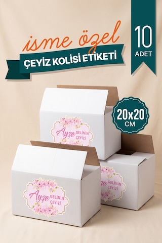 Kişiye Özel İsimli Çeyiz Kolisi Etiketi 20x20 Cm Diğer