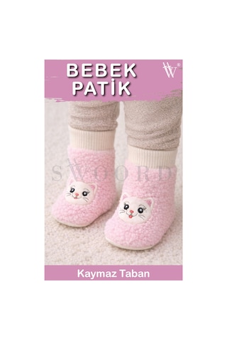 Swoord Peluş Astarlı Ve Yüzeyli Kaydırmaz Taban Çocuk Patik Çocuk Panduf Pembe