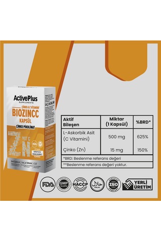 Active Plus Biozincc 30 Kapsül