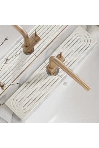 Monyee Küçük Mutfak/banyo Lavabo Su Emici Hızlı Kuruyan Diatom Toprak Fırçası Altı Sabit Mat - 40x10 Cm Beyaz