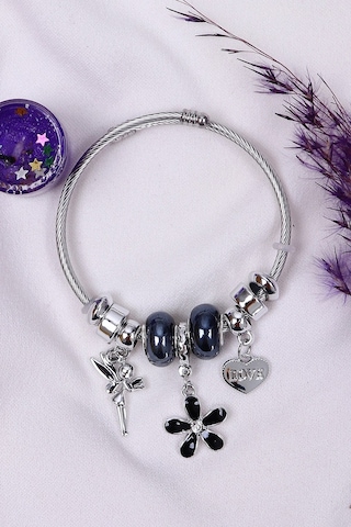 Bhs Life Kadın Charmlı Love Papatya Figürlü Çelik Bileklik Lacivert Çelik