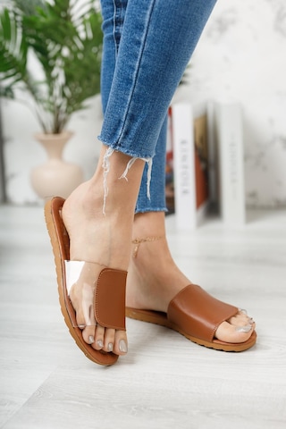 Rose Şeffaf Kadın Terlik Açık Ev Terliği Taba