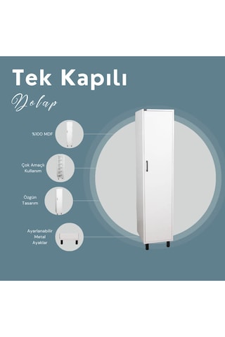 Beyaz Tek Kapılı Çok Amaçlı Dolap