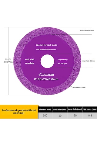 Maiyame Profesyonel Mermer Seramik Kesici: Ultra İnce Taş Paneli İçin El Fırçası Dişli, Kırılma Olmadan Kuru Kesim Φ100 10 Açılmaz