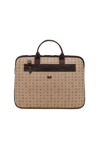 Bilik Deri Monogram Açık Vizon/kahve Unisex Laptop & Evrak Çantas Vizon - Kahverengi
