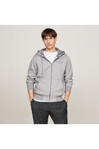 Tommy Hilfiger Fermuarlı Kapşonlu Sweatshirt Gri
