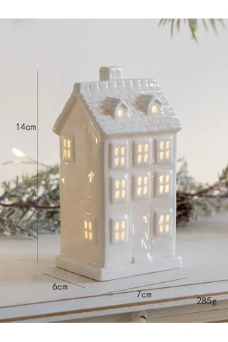 Kangvka Keramik Led Ev Figürü, Yumuşak Işıkli Geceligi, Dekoratif Ev Odası Süs Eşyası, Noel Ve Yıllık Süsleme Beyaz