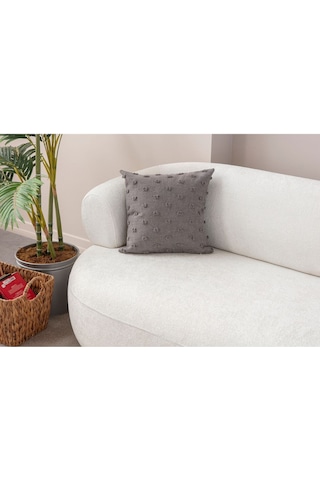 Swita Home Dekoratif Puantiye Keten Kumaşlı Kırlent Kılıfı 43x43 Gri