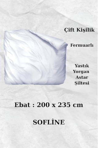 Pamuklu Beyaz Fermuarlı Yorgan Kılıfı Çift Kişilik 200x235 Cm Şilte Koruyucu, Dayanıklı Kumaş Beyaz