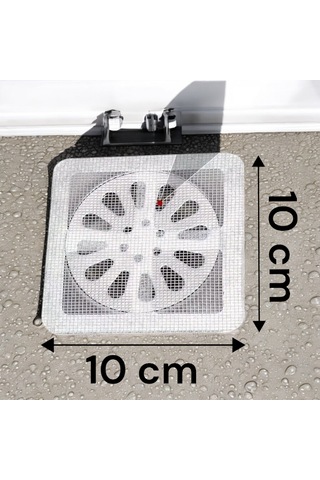 10 Adet Kendinden Yapışkanlı Gider Kapağı Çelik Banyo Süzgeci Gri