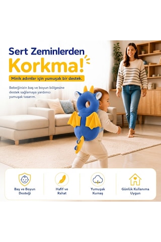 İlk Adım Güvenlik Yastığı Bebek Kafa Koruma Boyun Destek Minderi Ejderha