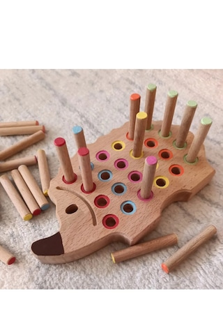 Kikadu Montessori Ahşap Tak Çıkar Kirpi Rengarenk