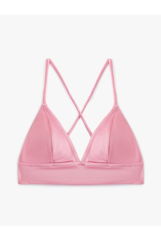 Koton Bralet Bikini Üstü Arkası Çapraz Askılı V Yaka Pembe 4sak10205mm Gül