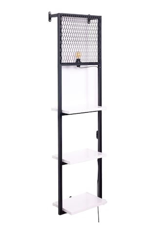 Kitaplıklı Aplik Duvar Rafı Ve Lambader Beyaz Raflı Beyaz