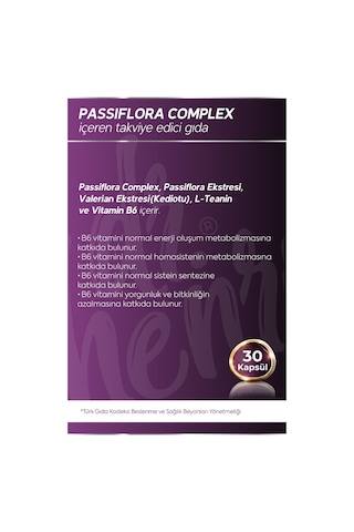 Passıflora Complex Passıflora, Valerıan, L-teanın Ve Vıtamın B6 30 Kapsül