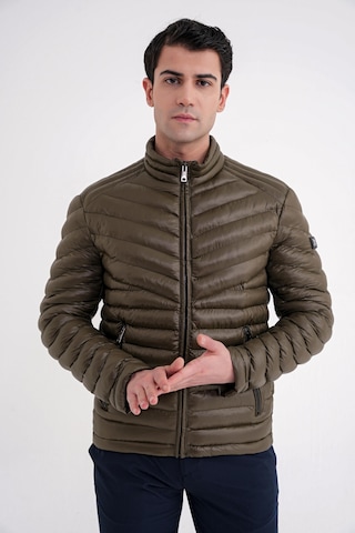 Slim Fit Hakim Yaka Yan Cepli Kaz Tüyü Haki Şişme Mont Mt 176 Haki