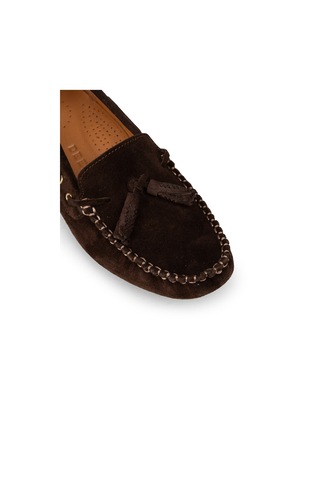Deery Kadın Hakiki Süet Kahverengi Püsküllü Loafer - Dl506zkhvc01