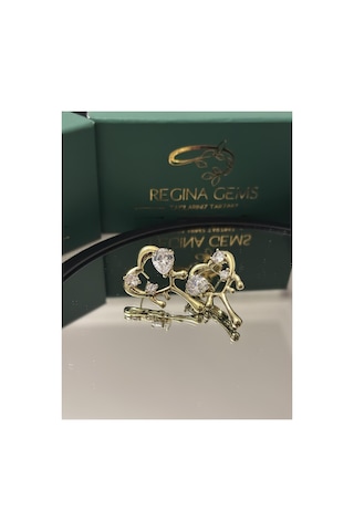 Golden Heart Bloom Crystal Küpe Altın