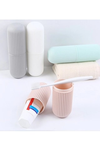 19.6 X 6cm Kullanıma Uygun Diş Fırçası Macunu Seyahat Kutusu 000 Açık Krem