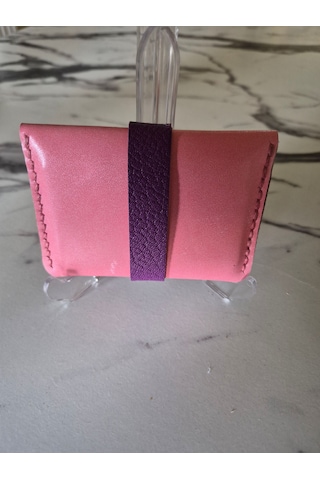 Gogo Bıttırıbızdık Cüzdan Kartlık Hakiki Deri El Yapımı Mor - Pembe