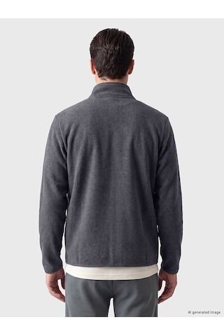 Lcwaıkıkı Classic Gri Dik Yaka Erkek Polar Fermuarlı Sweatshirt