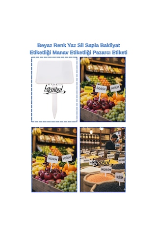 Yaz Sil Büyük Boy Sapla Bakliyat Etiketliği 50 Adet Manav Pazarcı Etiketi 001 Beyaz Yaz Sil Büyük Boy Sapla Bakliyat Etiketliği 50 Adet Manav Pazarcı Etiketi 001 Beyaz