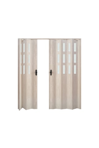 Faran Dekorasyon 170 x 215 Akçaağaç Renk Camlı Çift Açılım Pvc Akordiyon Kapı - FRNAKMODEL-0-151