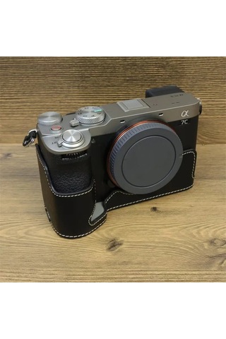 Butu Sony A7c Iı Kamera İçin Alt Kılıf Pu Deri Anti-damla Yarım Gövde Kapağı, Bilek Kayışı - Siyah
