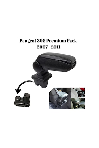 Peugeot 308 Premium Pack 2007 2008 2009 2010 2011 İkili Yuvarlak Bardaklık Uyumlu Kolçak Siyah