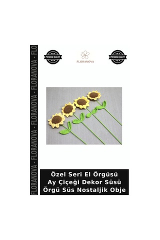 Özel Seri El Örgüsü Ay Çiçeği Dekor Süsü Örgü Süs Nostaljik Obje Çok Renkli
