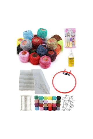 Havlu Iğne Kasnak 10 Ip Tutkal Panç Iğnesi Punch Nakış Seti