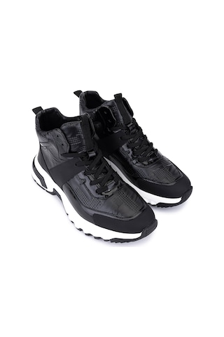 Tamer Tanca Erkek Hakiki Deri Siyah Sneakers & Spor Bot 1093 1401 Erk Bot Sk25-26 Sıyah Prst Siyah