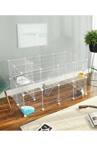 Hodbehod 36 Panel Beyaz Evcil Küçük Hayvan Kedi Köpek Kuş Evi Kafesi