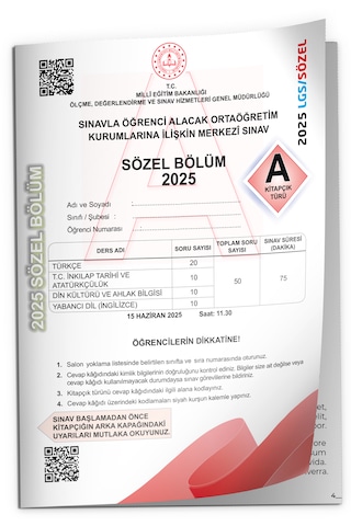 2025 Lgs Meb Birebir Tıpkı Basım Çıkmış Soru Say-söz Kitapçıkları