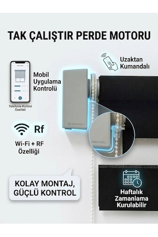 Rovline Akıllı Perde Motoru Kumandalı Rv500 Stor Perde Kasaya Montaj -
