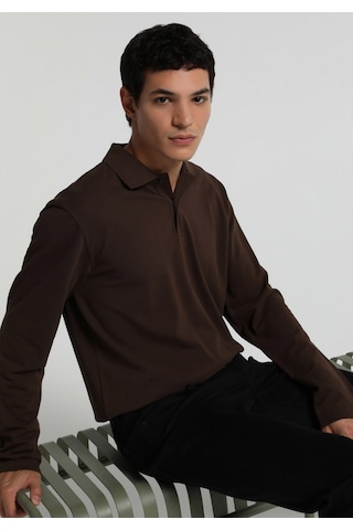 Colin's Colins Regular Fit Polo Yaka Düz Erkek Kahverengi Uzun Kol Tişört Cl1082503 Q1.v2 Brw