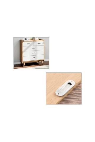 2 Parçalı Gömme Kapı Kolu, Gömme Oval Çekme Kolu, Sürgülü Kapı Dolap Çekmecesi İçin Saten Fırçalanmış Paslanmaz Çelik Gizli Kol - Gümüş