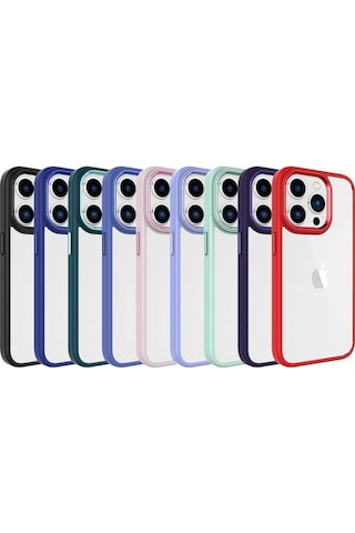 Apple Uyumlu iPhone 15 Pro İle Kılıf Şeffaf Arka Yüzey Renkli Kenar Çerçeve Telefon Kılıfı Kapak