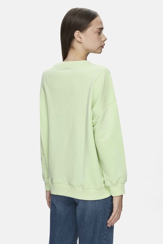 Ucla Barbara Yeşil Bisiklet Yaka Nakışlı Oversize Kadın Sweatshirt Yeşil