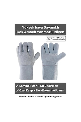 Premium Yanmaz Yüksek Isıya Sıcaklığa Dayanıklı Kaynak Yangın Su Geçirmez Çok Amaçlı Deri Eldiven