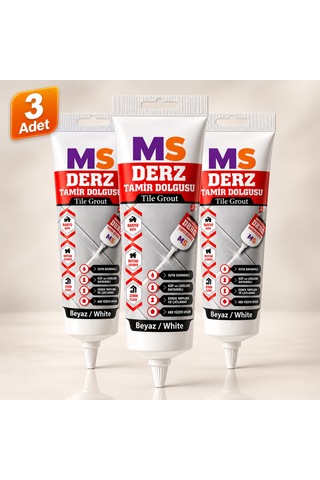 3 Adet Beyaz 380 Gr Hazır Derz Arası Tamir Dolgusu Fayans Seramik Mermer Yenileyici Yenileme Dolgu