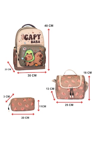 İlkokul 3 Lü Set Capybara Baskılı, Beslenmeli Ve Kalemlik