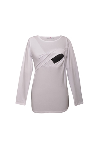 Luvmabelly 2701-2708 Pamuklu Uzun Kollu Lohusa Emzirme T-shirt-beyaz