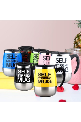 Teltree Otomatik Karıştırıcı Kupa 400ml - Çelik Paslanmaz, Kahve/süt/su İçin, Düğme Kontrol, Spoon Olmadan, Pembe Diğer