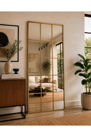 Effe Gold Metal Çerçeveli 5/3 Model 180x80 Cm Dekoratif Ayna