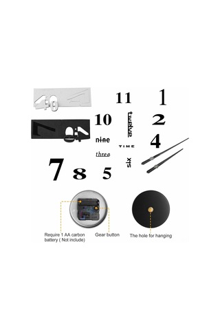 Yaleker 3d Stickerli Modern Sessiz Dıy Büyük Duvar Saati, Ev Ofis Dekoru, Kolay Kurulum, Alüminyum İşaretçiler, 70-120cm Çok Renki