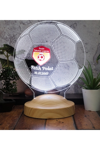 Futbol Topu Şeklinde 3 Boyutlu Takım Logolu Led Lamba, Kulüp Logo