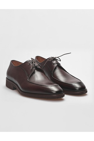 Klasik Hakiki Deri Kahverengi Bağcıklı Erkek Klasik Ayakkabı-kahverengi