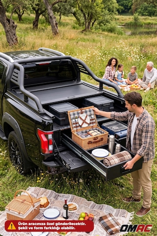 Foton Tunland V9 2023-2026 Uyumlu Araca Özel Omback V9 Sürgülü Bagaj Kapama Siyah İçin