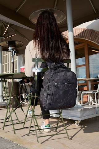 Sanmorris Unisex Suya Dayanıklı Krinkıl Kumaş Çok Gözlü Siyah Desenli Laptop Okul Ve Sırt Çantası Siyah